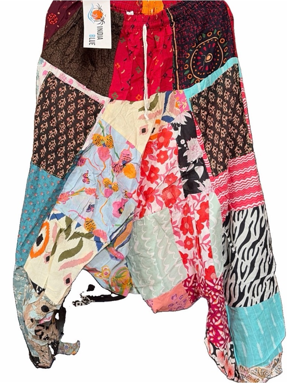 NWT Boho Patchwork Harem pants drop crotch festival hippie OS